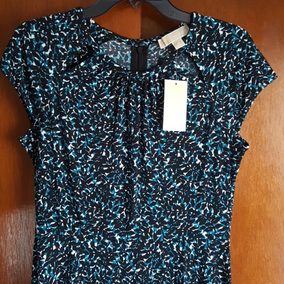 NEW MICHAEL KORS BLACK BLUE PRINT SUMMER DRESS M - Picture 4 of 6